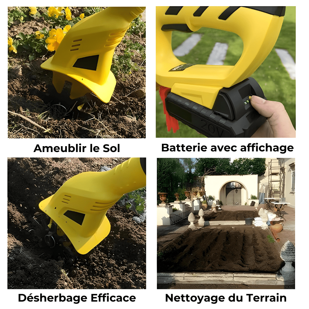 Motobineuse Électrique Sans Fil de Jardin (+Batterie Offerte)