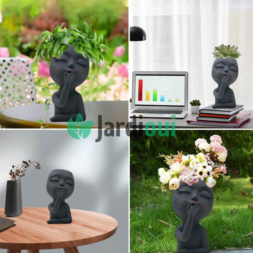 Pot de Fleur Visage Contemplatif