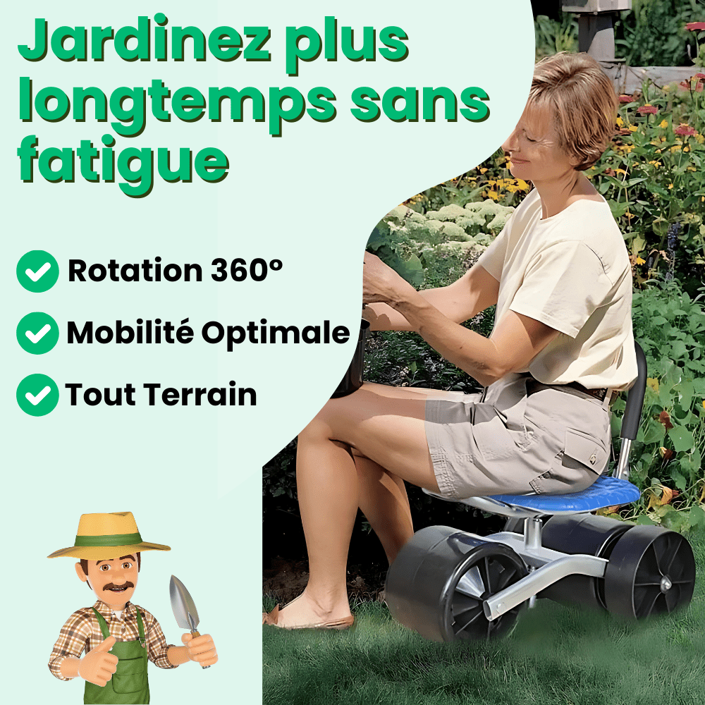 Jardioui Tabouret Roulant de Jardinage Ergonomique Ultra-confortable