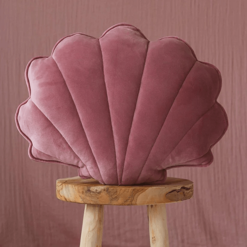 frJardioui Coussin Rose Vintage / Moyen Coussin Coquillage en Velours