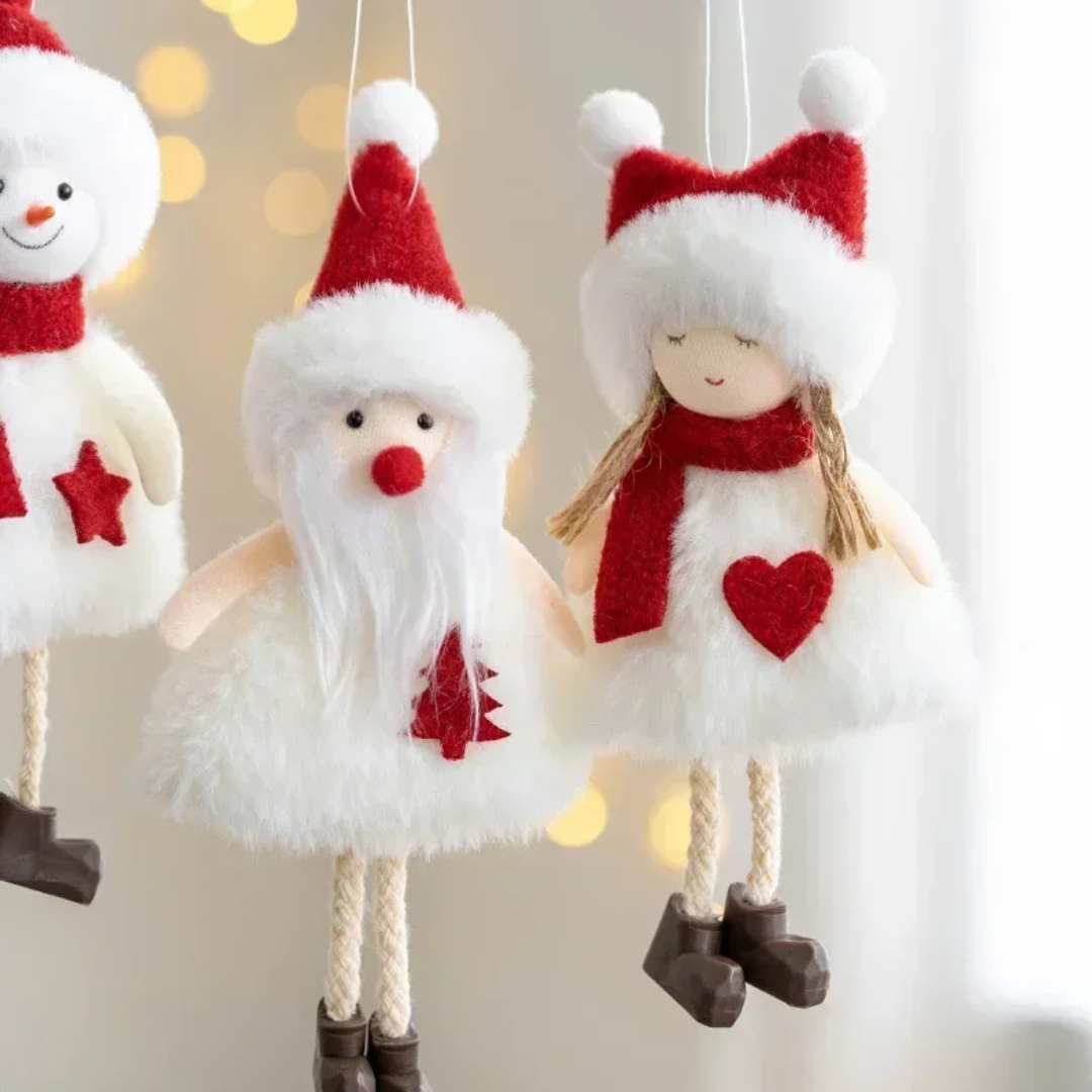 Poupées de Noël Suspendues en Peluche Douce (pack de 4 pièces)