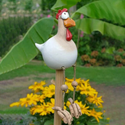 Jardioui 1 Sculpture / Blanc Sculpture Éclatante de Poulet Décoratif pour Jardin