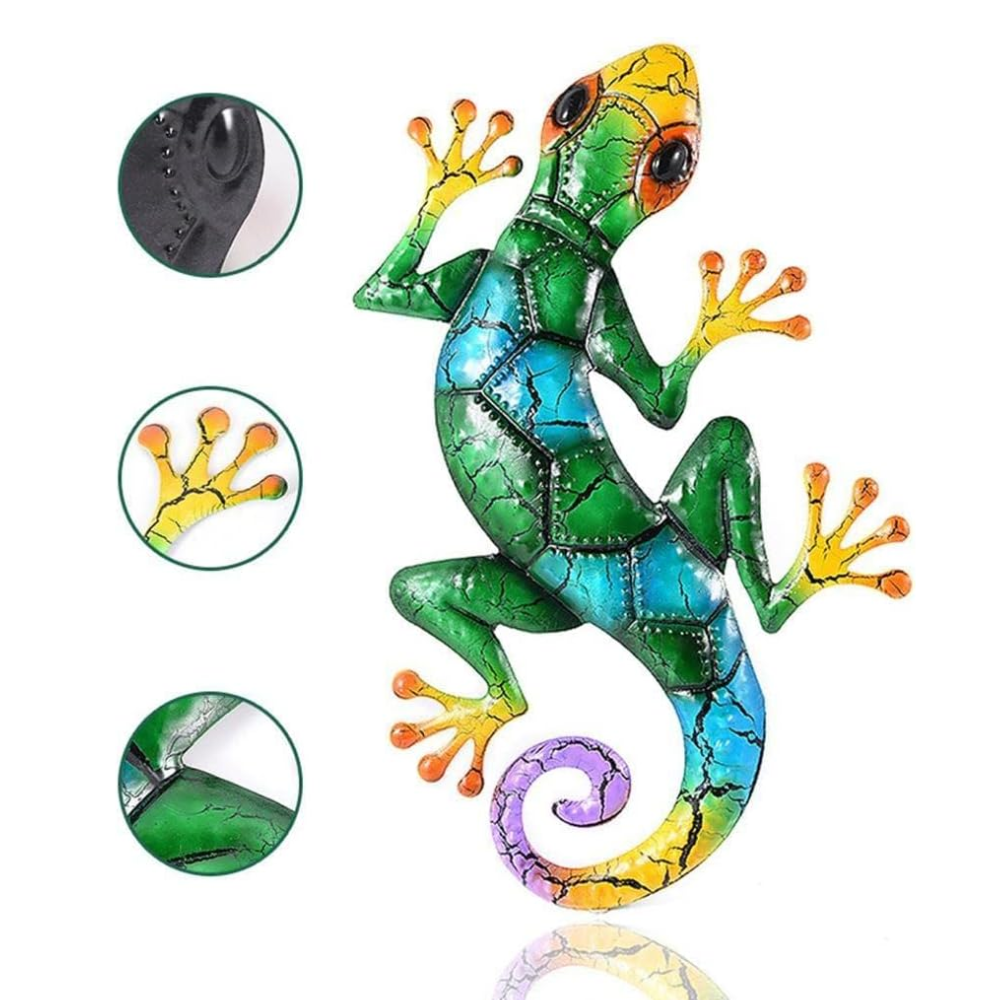 Jardioui Décoration de Jardin Gecko en Métal