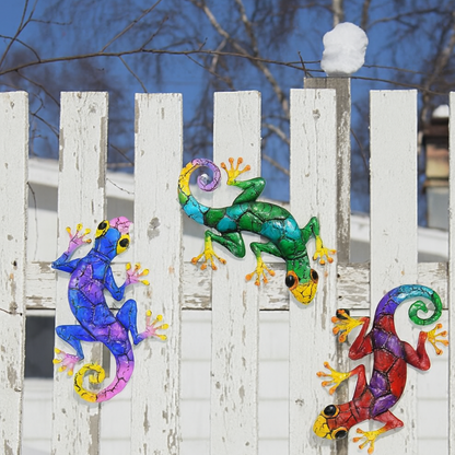 Jardioui Décoration de Jardin Gecko en Métal