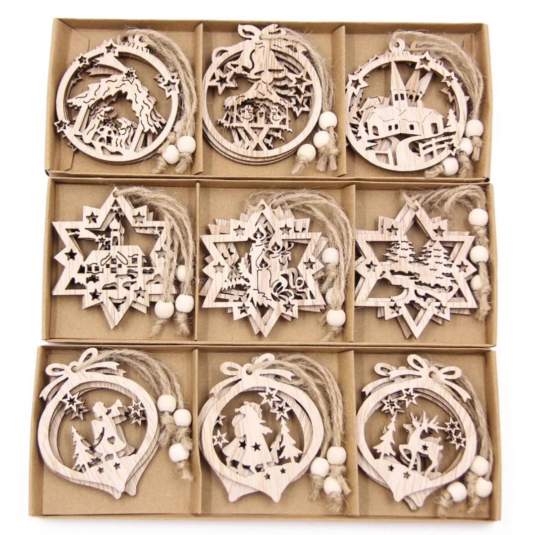 Jardioui Flocons de Noël Sculptés Élégants (Pack de 12)