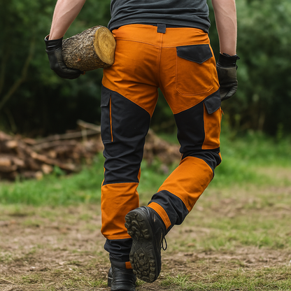 Jardioui Pantalon de Travail Homme Multipoche Orange