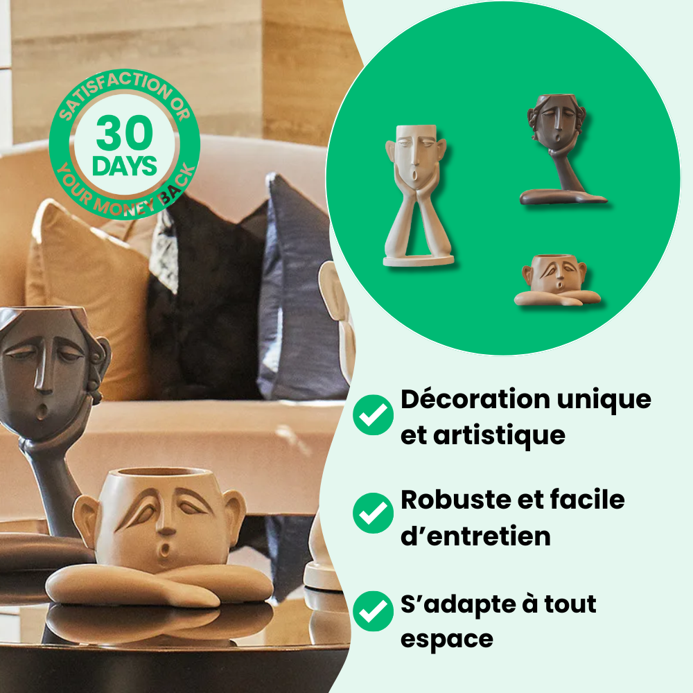 Jardioui Pot de Fleurs Visages Artistiques Élégants