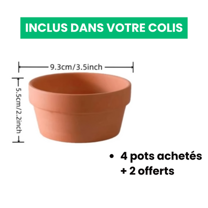 Jardioui Pots de Fleurs en Terre Cuite Écologiques (4 + 2 Offerts)