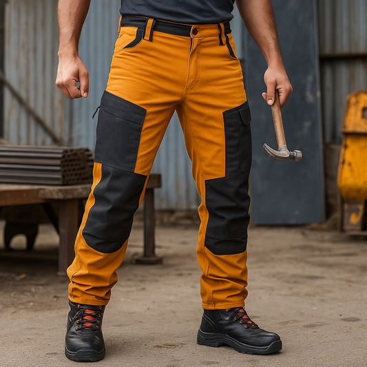 Jardioui S Pantalon de Travail Homme Multipoche Orange