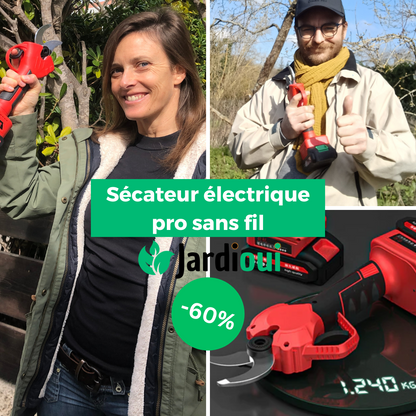 Jardioui Sécateur électrique pro sans fil (+Batterie Offerte)