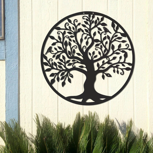 frJardioui Décoration Murale Extérieure "Arbre de Vie" en Metal