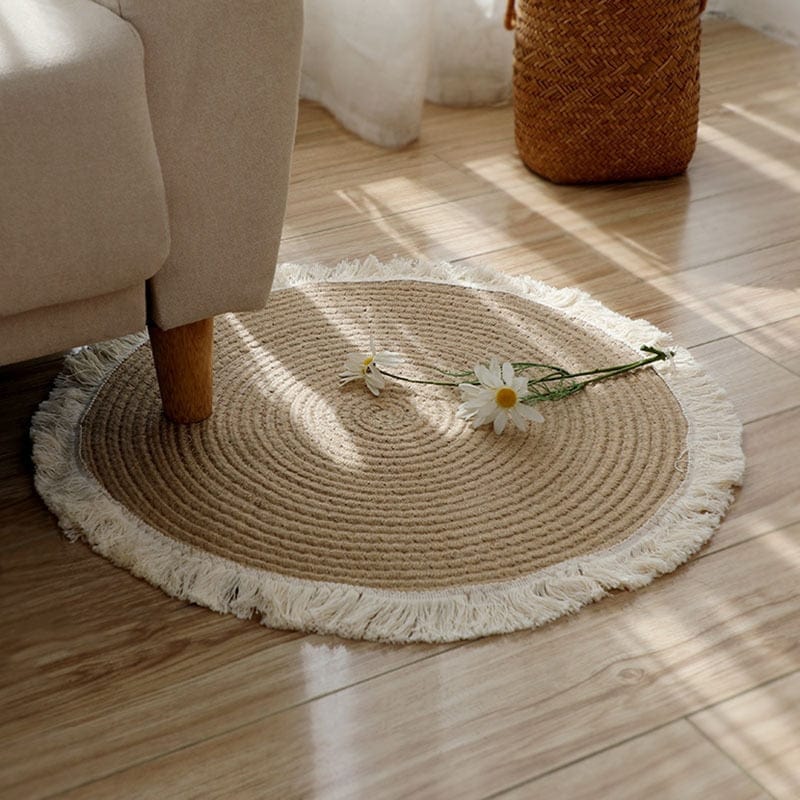 frJardioui Diamètre 45CM Tapis Rond en Jute