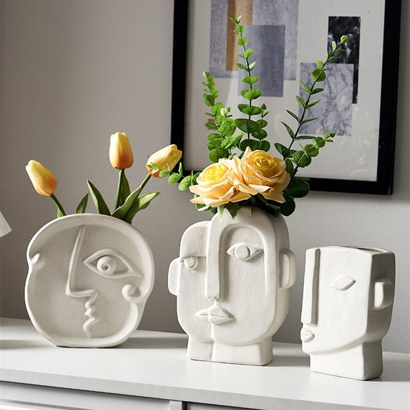 frJardioui Vase Visage Abstrait de Style Picasso